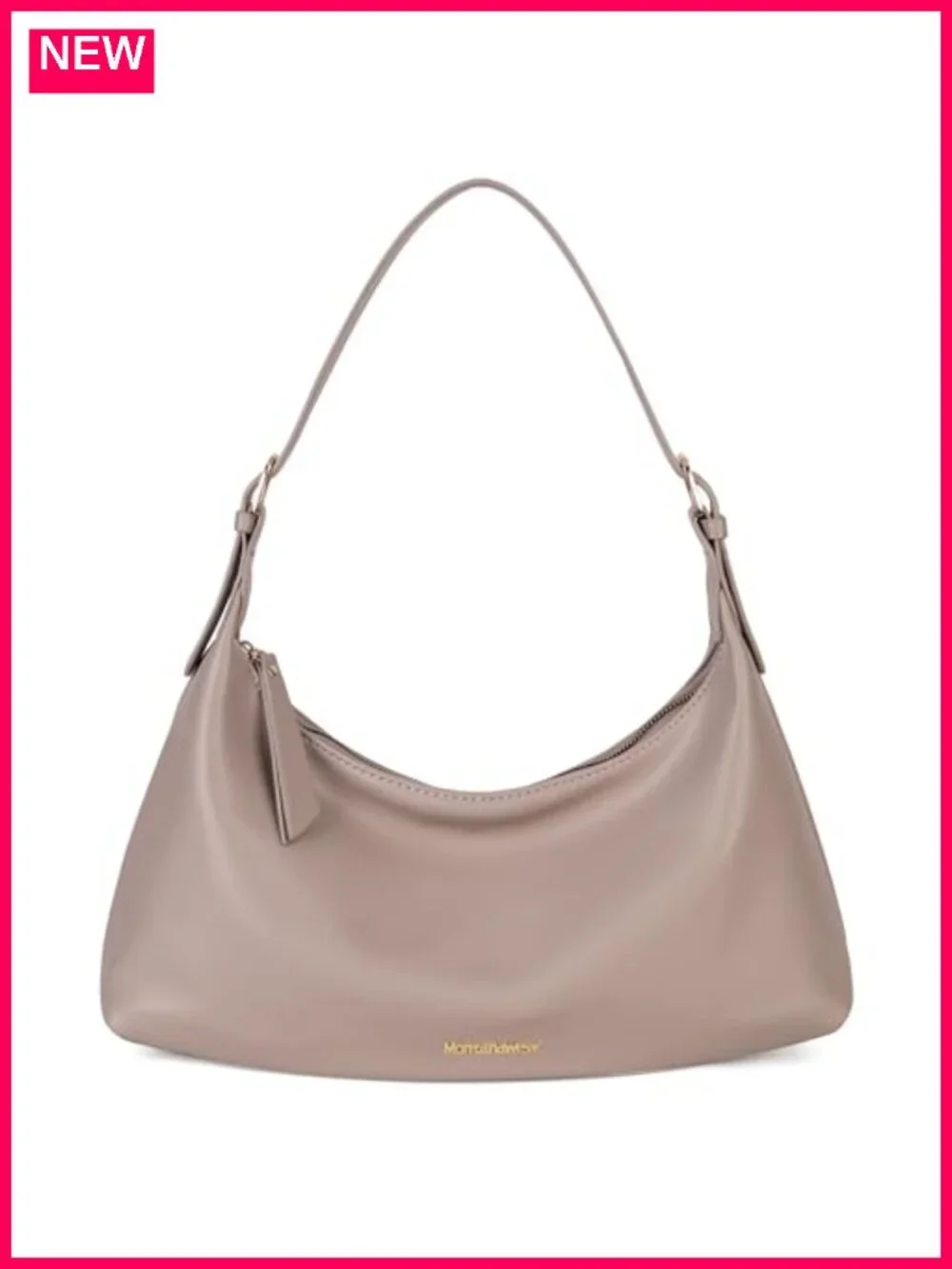 Vegan Leather Hobo Shoulder Bag Medium Crescent Purse